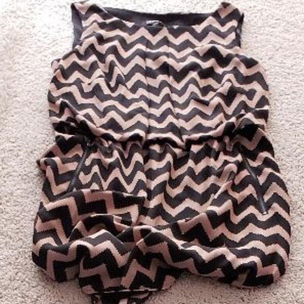 S.L. Fashions Sleeveless  Striped Dress With Zipped packets
